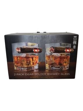 BLKSMITH 2-Pack Cigar Holder Whiskey Glasses 9oz- NEW IN BOX